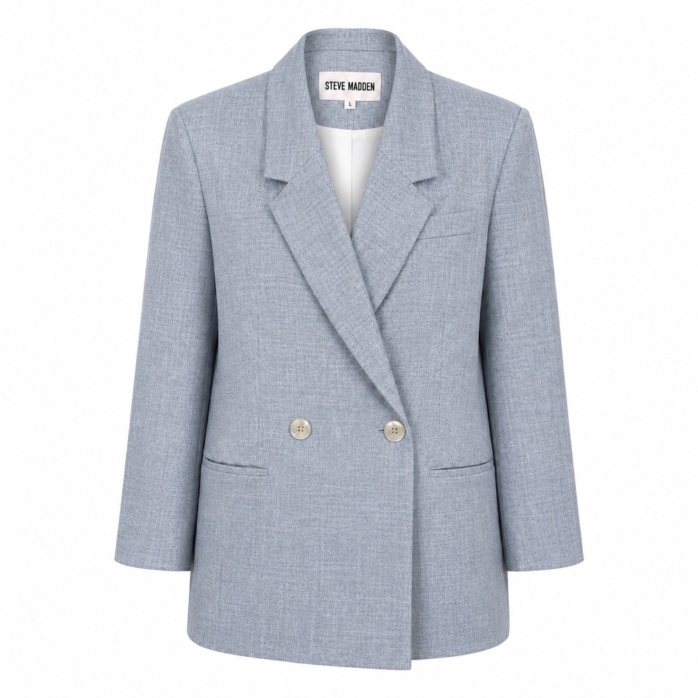 Steve Madden Landon Blazer L Light Blue Double Breasted Professional